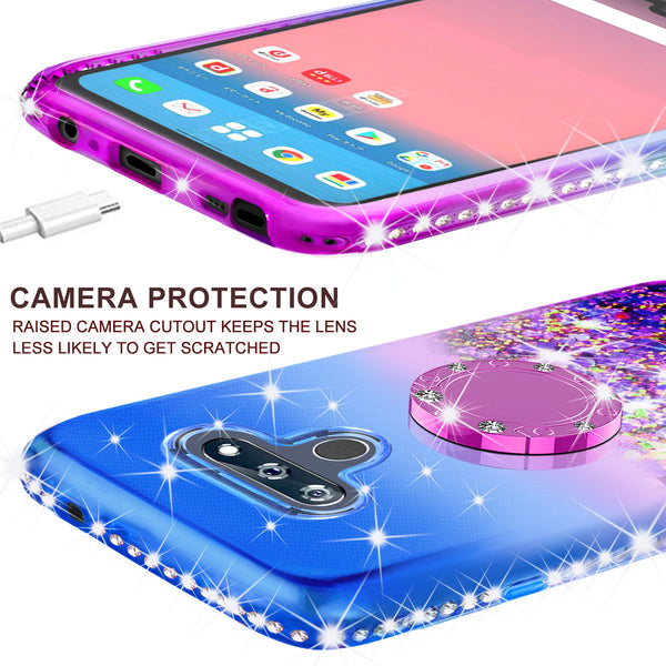 glitter phone case for lg k51 - blue/purple gradient - www.coverlabusa.com