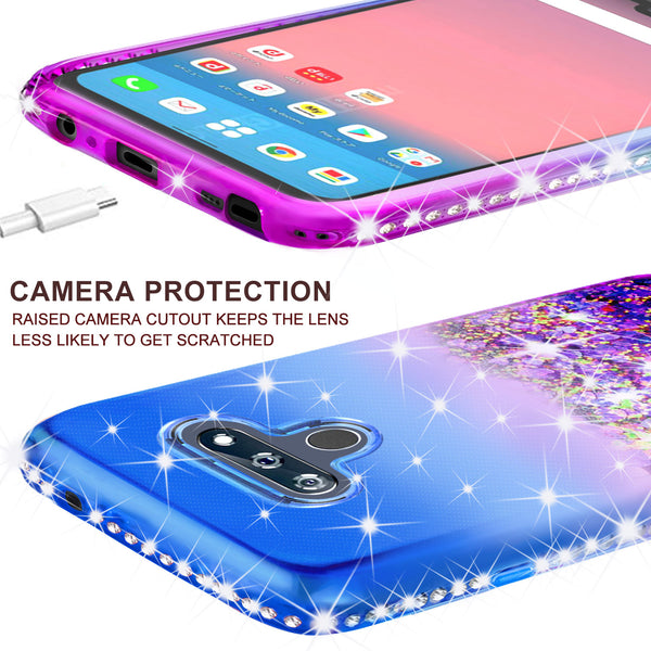 glitter phone case for lg k51 - blue/purple gradient - www.coverlabusa.com