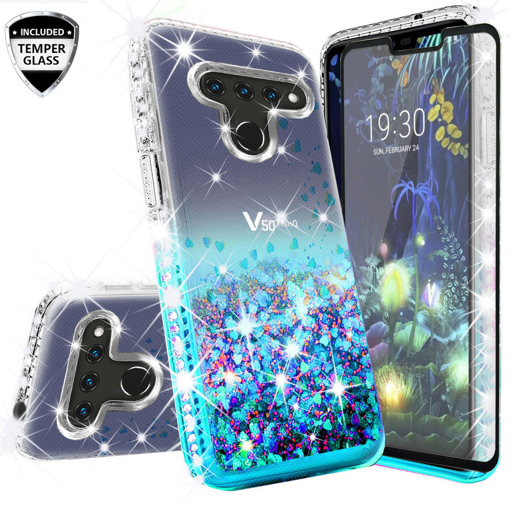 clear liquid phone case for lg v50 thinq 5g- teal - www.coverlabusa.com 