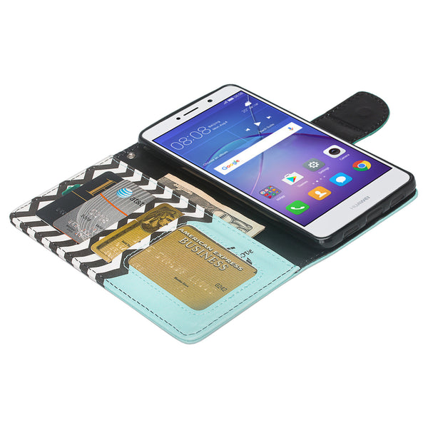 huawei honor 6x, gr5 2017, mate 9 lite wallet case - teal anchor - www.coverlabusa.com