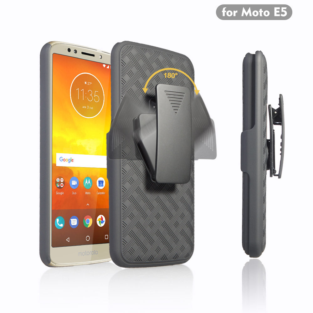 motorola moto e5 play combo holster shell case - bk - www.coverlabusa.com