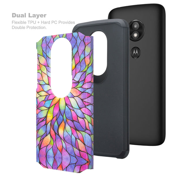 motorola moto e5 play hybrid case - rainbow flower - www.coverlabusa.com