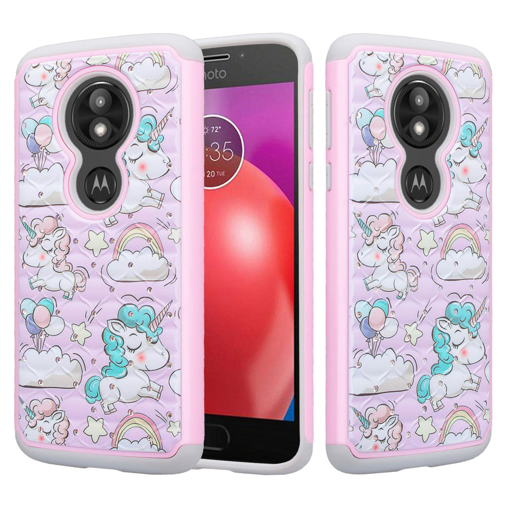 motorola moto g6 play case crystal rhinestone - pink unicorn - www.coverlabusa.com