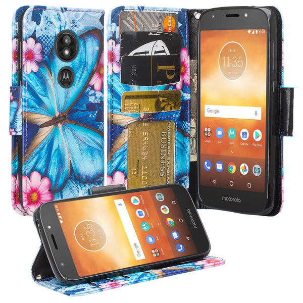 Motorola Moto E5 Play Wallet Case - blue butterfly - www.coverlabusa.com