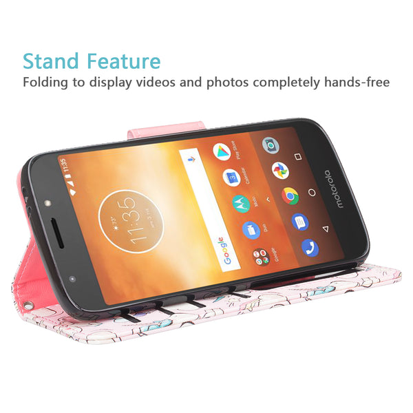 Motorola Moto E5 Plus leather wallet case - pink unicorn - www.coverlabusa.com