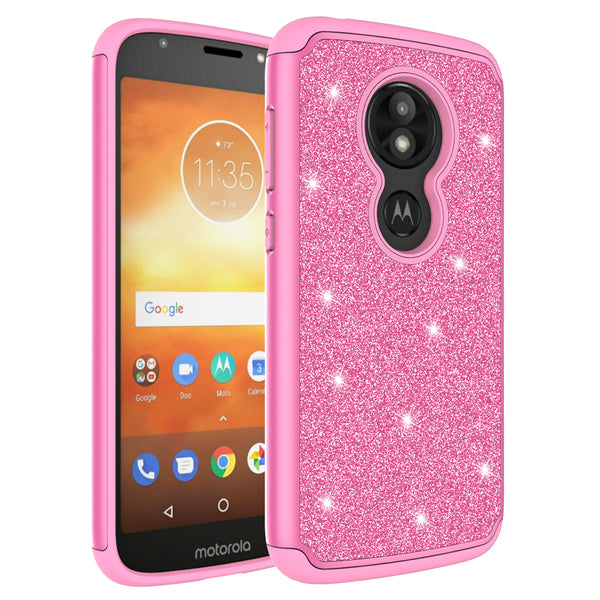Motorola Moto E5 Play Glitter Hybrid Case - Hot Pink - www.coverlabusa.com