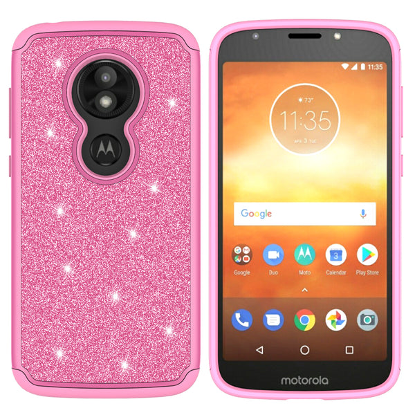 Motorola Moto E5 Play Glitter Hybrid Case - Hot Pink - www.coverlabusa.com