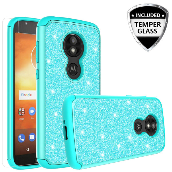 Motorola Moto E5 Play Glitter Hybrid Case - Teal - www.coverlabusa.com