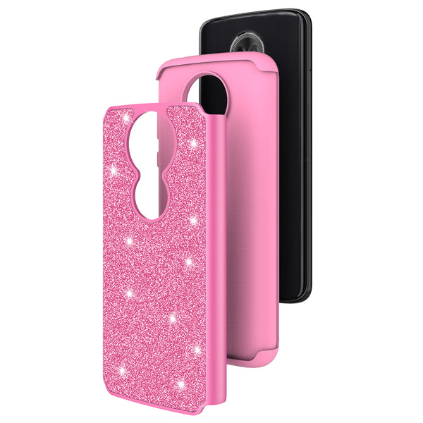 Motorola Moto E5 Plus Glitter Hybrid Case - Hot Pink - www.coverlabusa.com