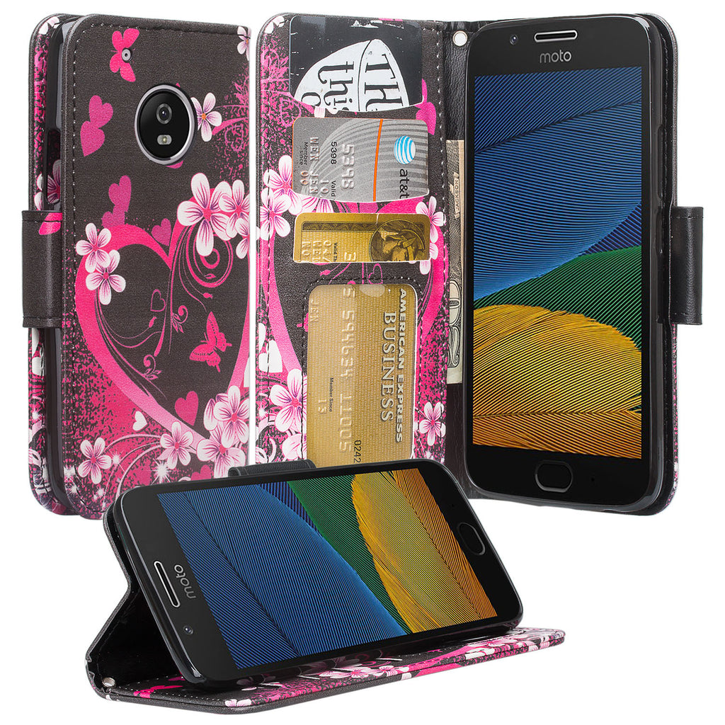 Moto G5 Plus Wallet Case - heart butterflies - www.coverlabusa.com
