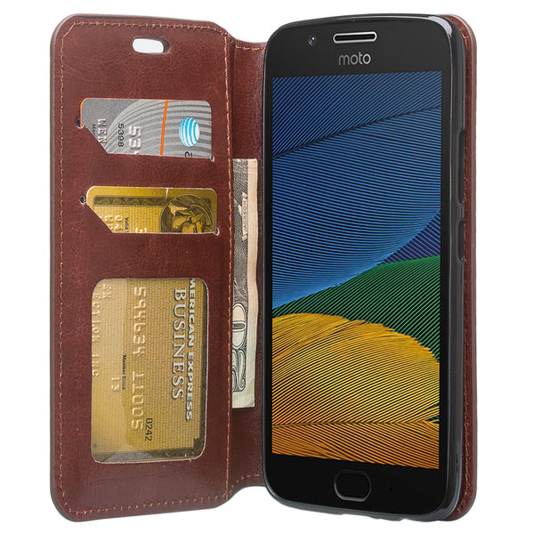 Moto G5 Plus Wallet Case - brown - www.coverlabusa.com