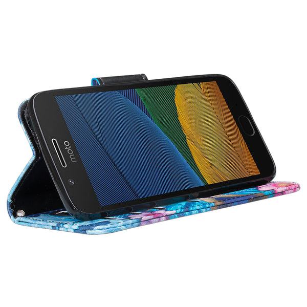 Moto G5 Plus Wallet Case -blue butterfly - www.coverlabusa.com