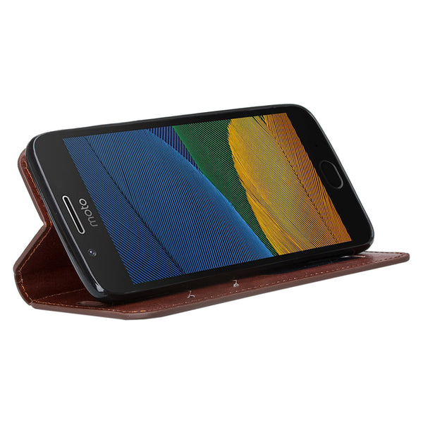 Moto G5 Plus Wallet Case - brown - www.coverlabusa.com