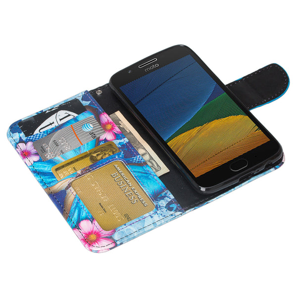 Moto G5 Plus Wallet Case -blue butterfly - www.coverlabusa.com
