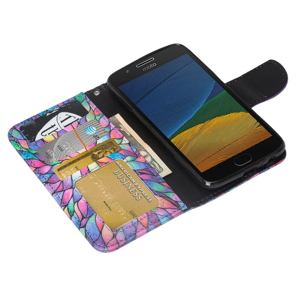 Moto G5 Plus Wallet Case - rainbow flower - www.coverlabusa.com