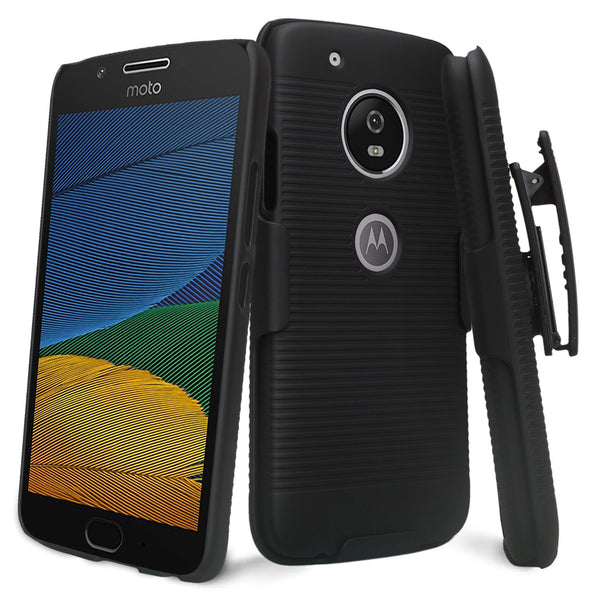  Motorola Moto G5 Plus combo holster shell case - bk - www.coverlabusa.com