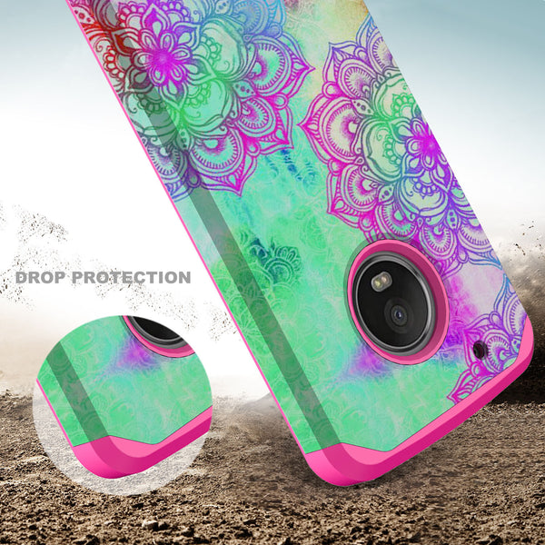 motorola moto g5 plus hybrid case - teal flower - www.coverlabusa.com