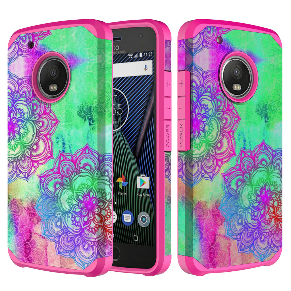 motorola moto g5 plus hybrid case - teal flower - www.coverlabusa.com