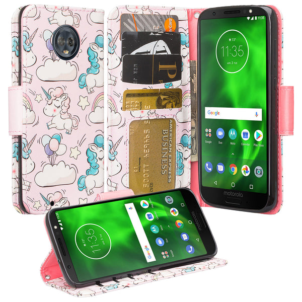 Motorola Moto G6 2018 Wallet Case - pink unicorn - www.coverlabusa.com