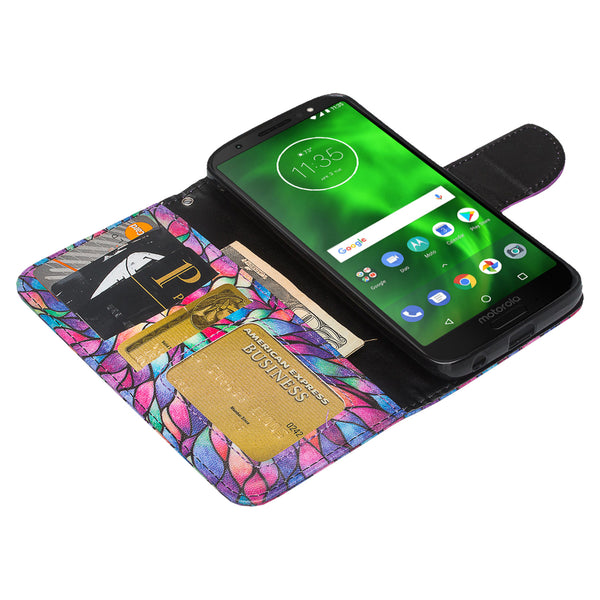 Motorola Moto G6 2018 Wallet Case - rainbow flower - www.coverlabusa.com