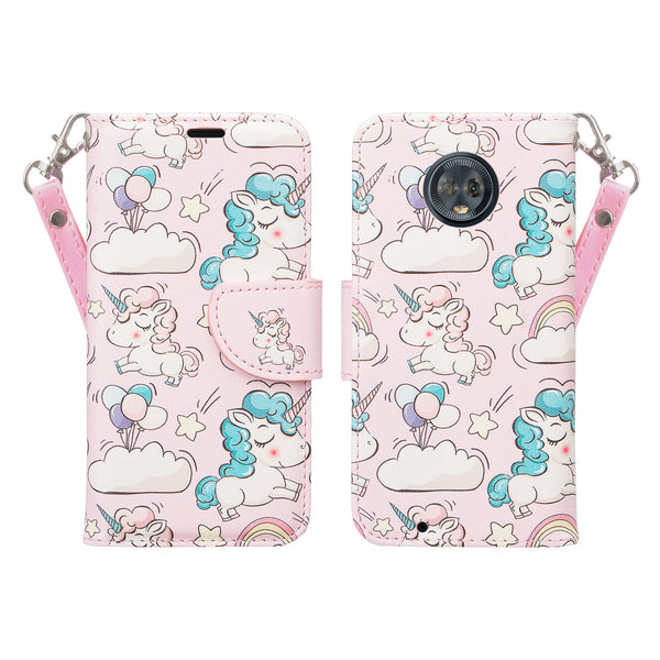 Motorola Moto G6 2018 Wallet Case - pink unicorn - www.coverlabusa.com