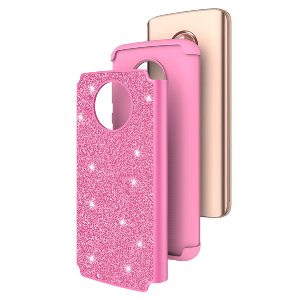 Motorola Moto G6 2018 Glitter Hybrid Case - Hot Pink - www.coverlabusa.com