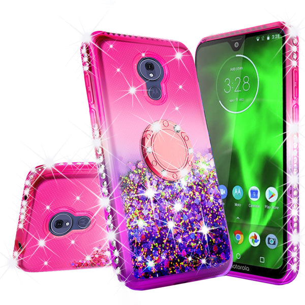 glitter ring phone case for motorola moto g7 - hot pink gradient - www.coverlabusa.com 