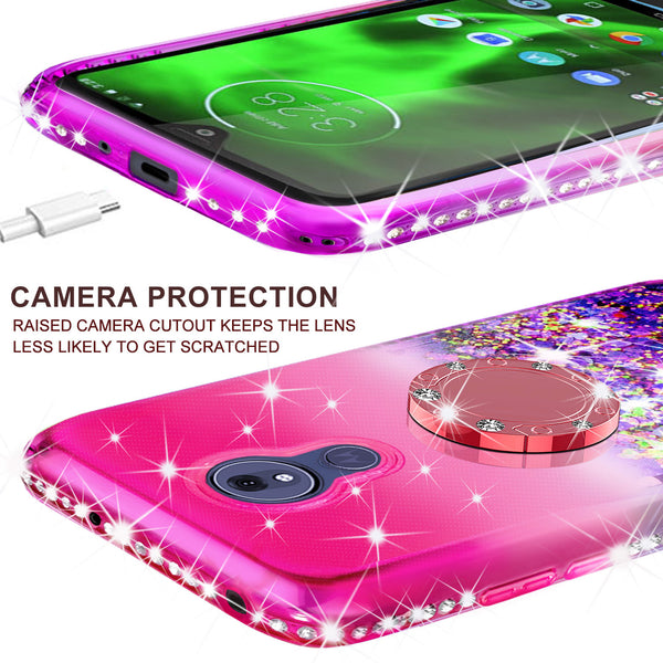 glitter ring phone case for motorola moto g7 power - hot pink gradient - www.coverlabusa.com 