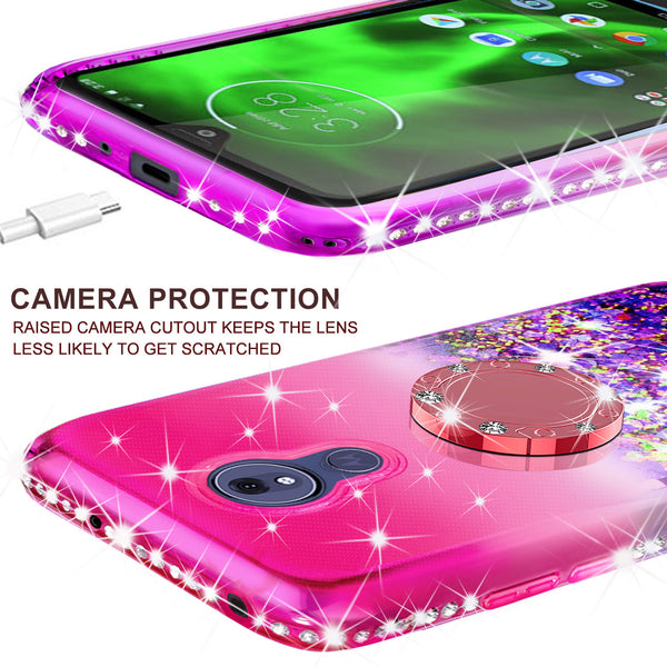 glitter ring phone case for motorola moto g7 - hot pink gradient - www.coverlabusa.com 