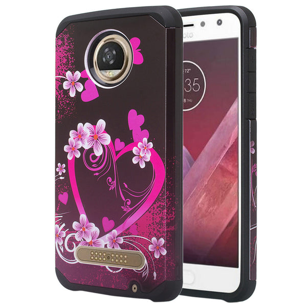 motorola moto z2 force hybrid case - heart butterflies - www.coverlabusa.com