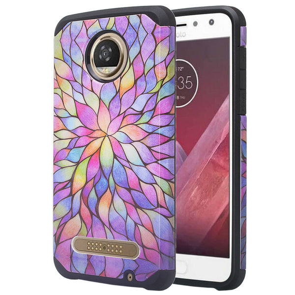 motorola moto z2 force hybrid case - rainbow flower - www.coverlabusa.com