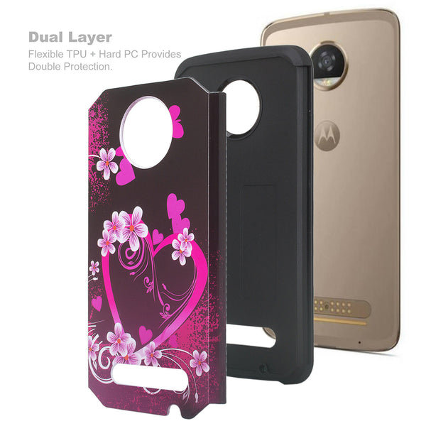 motorola moto z2 force hybrid case - heart butterflies - www.coverlabusa.com