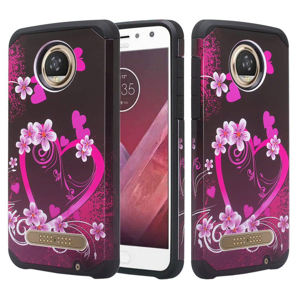 motorola moto z2 force hybrid case - heart butterflies - www.coverlabusa.com