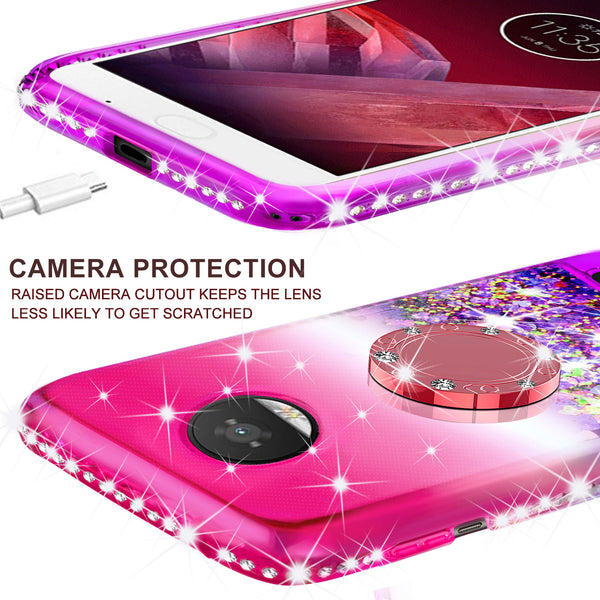 glitter ring phone case for moto z2 play - pink gradient - www.coverlabusa.com 