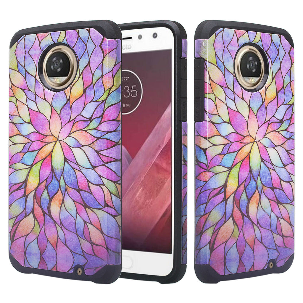 motorola moto z2 play hybrid case - rainbow flower - www.coverlabusa.com
