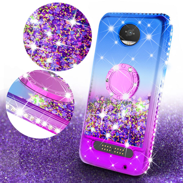 glitter ring phone case for moto z2 play - blue gradient - www.coverlabusa.com 