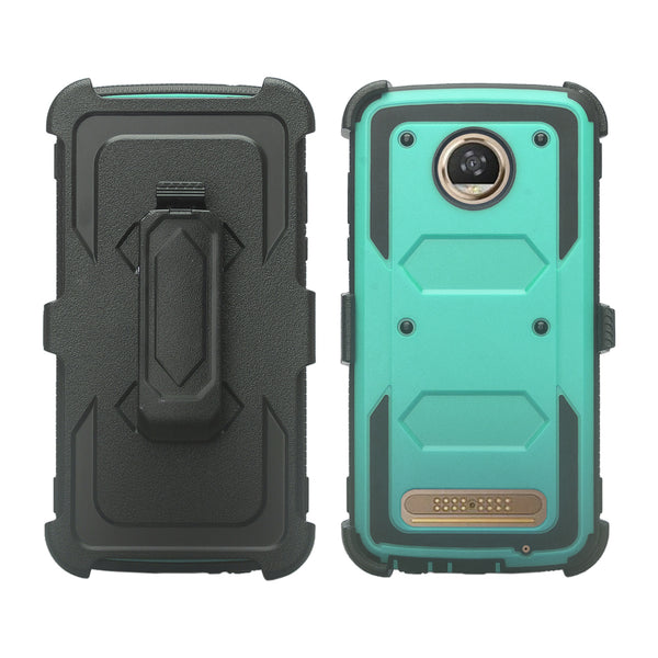 Motorola Moto Z2 Play heavy duty holster case - teal - www.coverlabusa.com
