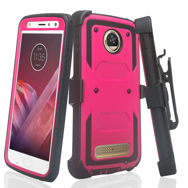 Motorola Moto Z2 Play heavy duty holster case - hot pink - www.coverlabusa.com