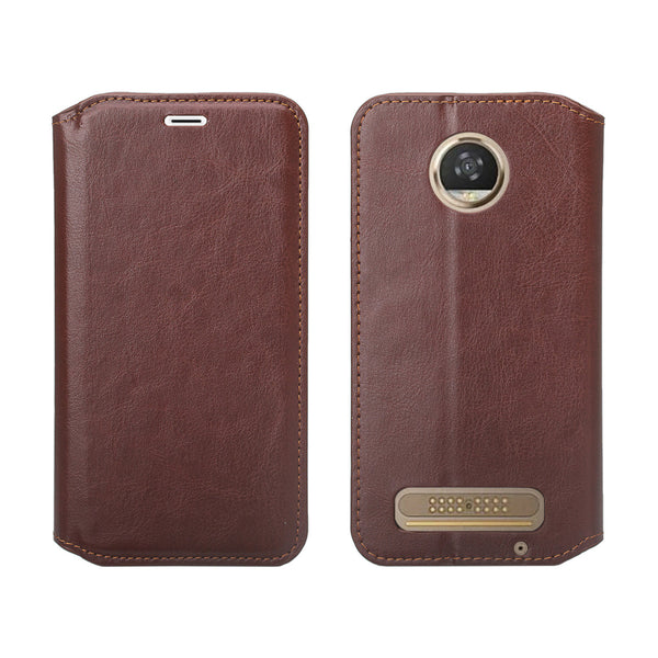 Moto Z2 Play Wallet Case - brown - www.coverlabusa.com