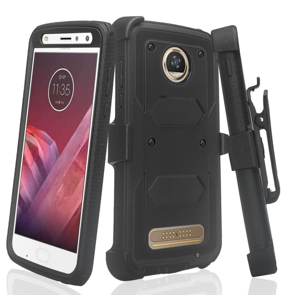 Motorola Moto Z2 Play heavy duty holster case - black - www.coverlabusa.com