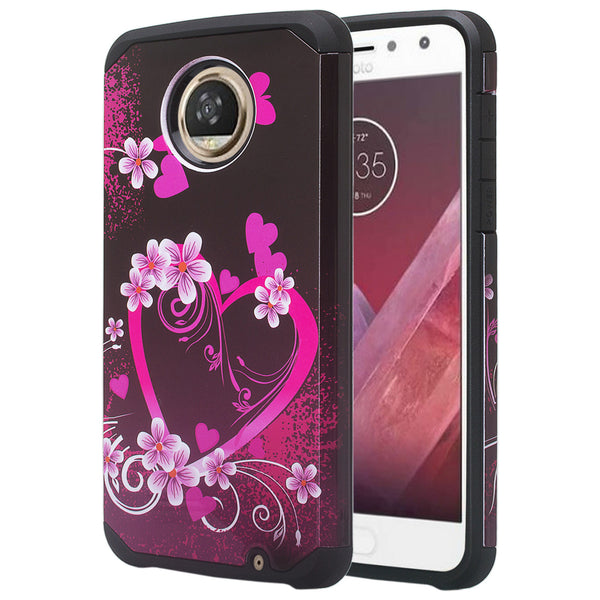 motorola moto z2 play hybrid case - heart butterflies - www.coverlabusa.com