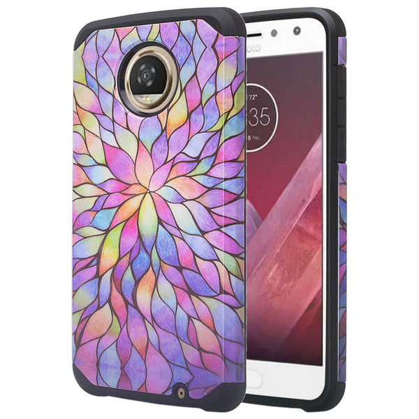 motorola moto z2 play hybrid case - rainbow flower - www.coverlabusa.com