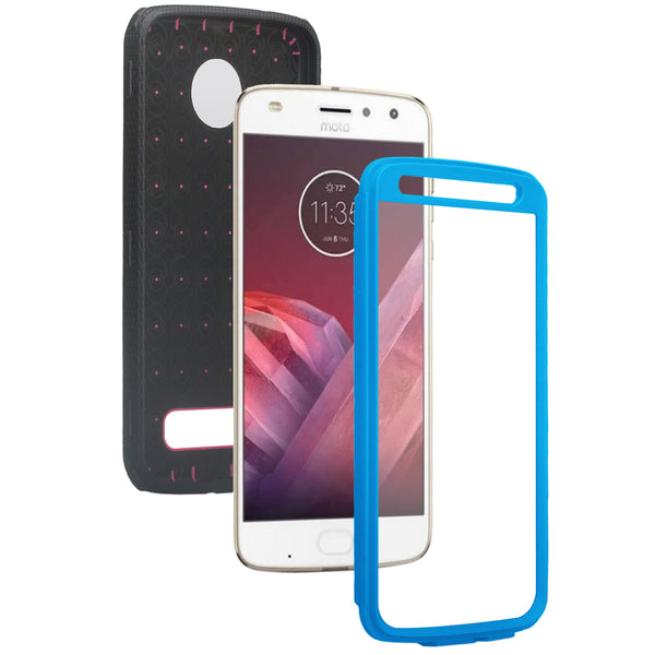 Motorola Moto Z2 Force heavy duty holster case - blue - www.coverlabusa.com