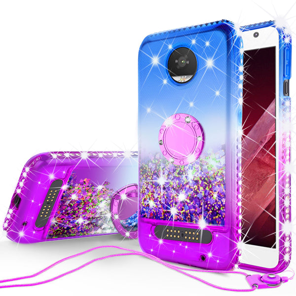 glitter ring phone case for moto z2 play - blue gradient - www.coverlabusa.com 