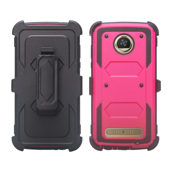 Motorola Moto Z2 Force heavy duty holster case - hot pink - www.coverlabusa.com
