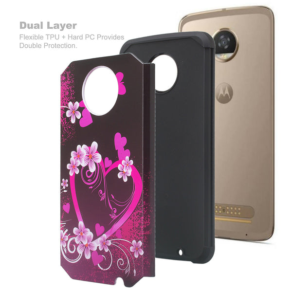 motorola moto z2 play hybrid case - heart butterflies - www.coverlabusa.com