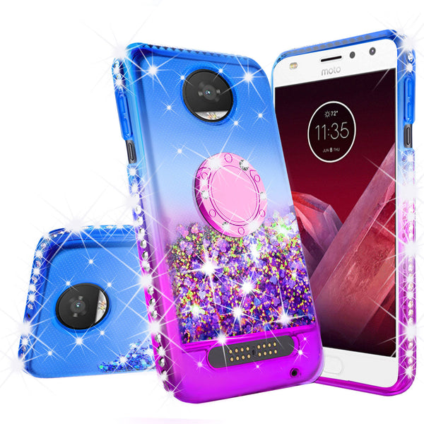 glitter ring phone case for moto z2 play - blue gradient - www.coverlabusa.com 