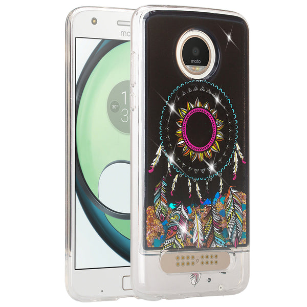 motorola moto z2 play liquid sparkle quicksand case - dream catcher - www.coverlabusa.com
