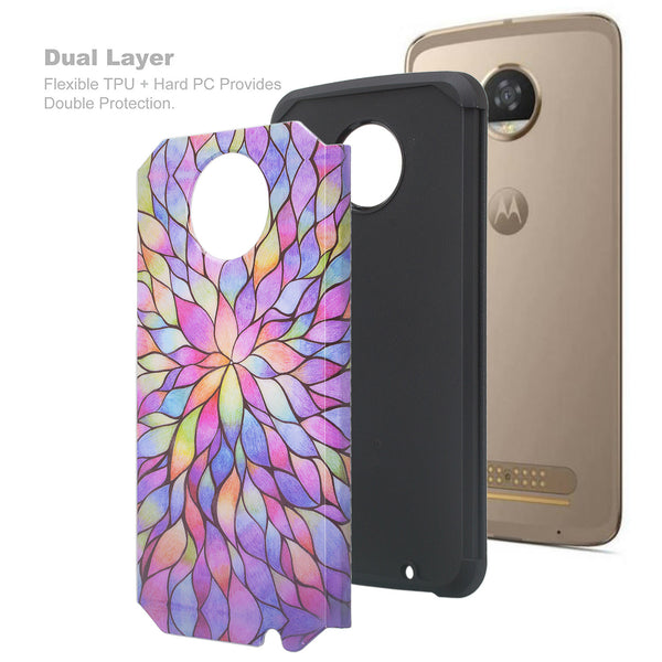 motorola moto z2 play hybrid case - rainbow flower - www.coverlabusa.com