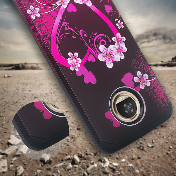 motorola moto z2 play hybrid case - heart butterflies - www.coverlabusa.com